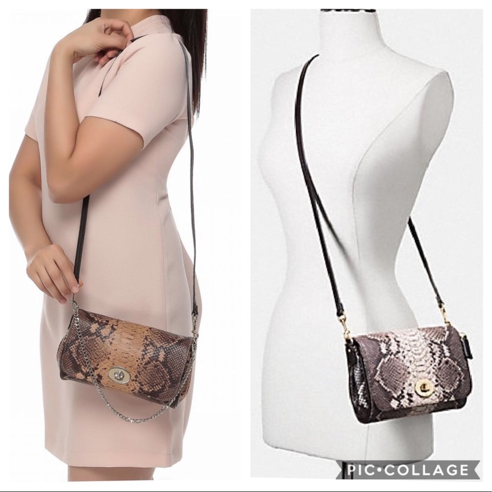 🐍 COACH PYTHON RUBY crossbody/cluth - Picture 7 of 8